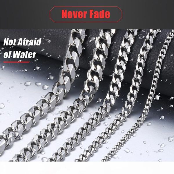 

hip hop mens necklace chain stainless steel silver 2018 necklace for men jewelry gift wholesale 3 5 7 9 11mm