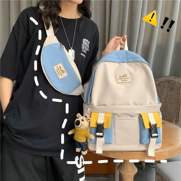 

kbnbo two-piece set multifunctional korean harajufeng junior high school student high-capacity two-piece set multifunctional bag korean hara