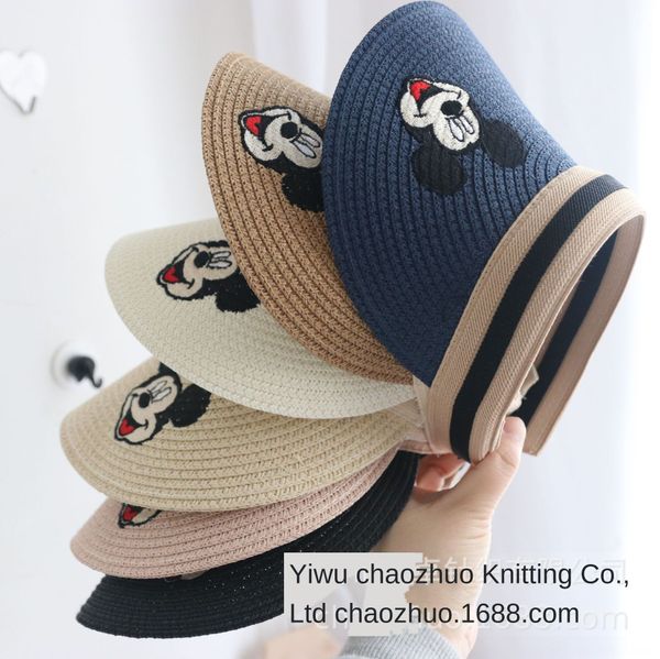 

2020 new embroidered children's embroideryhead empty 2020 new straw embroidered hat children's embroideryhead empty straw hat, Blue;gray