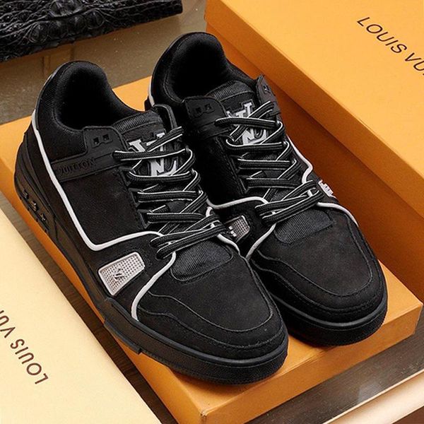 

fashion men shoes luxury sneakers with origin box zapatos de hombre rubber soles trainer sneaker luxury design mens shoes fashion drop ship, Black