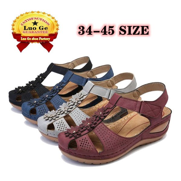 

sandals women plus size 45 wedges shoes woman heels chaussures femme soft bottom platform gladiator casual, Black