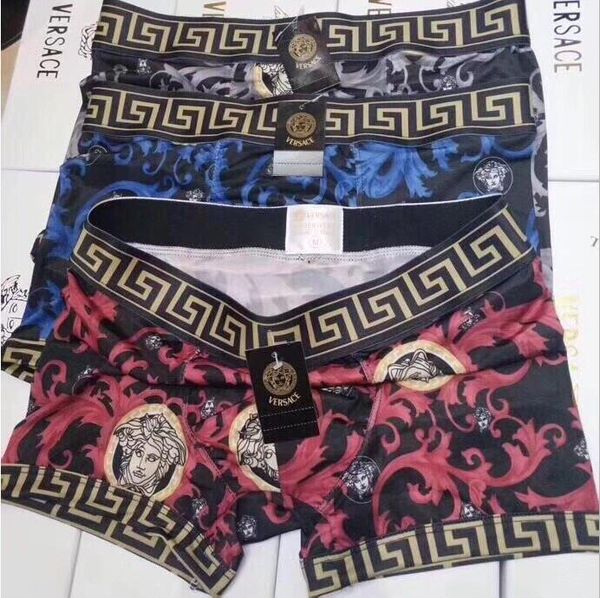 

wholesale european and american selling medusa three printed men's underwear crime underwear 100% cotton boxer underwear, Black;white