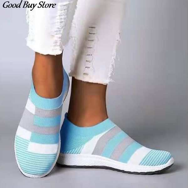 

patchwork sock shoes women breathable flats shoes fashion casual loafers autumn summer chaussures lady running fitness soft shoe, Black