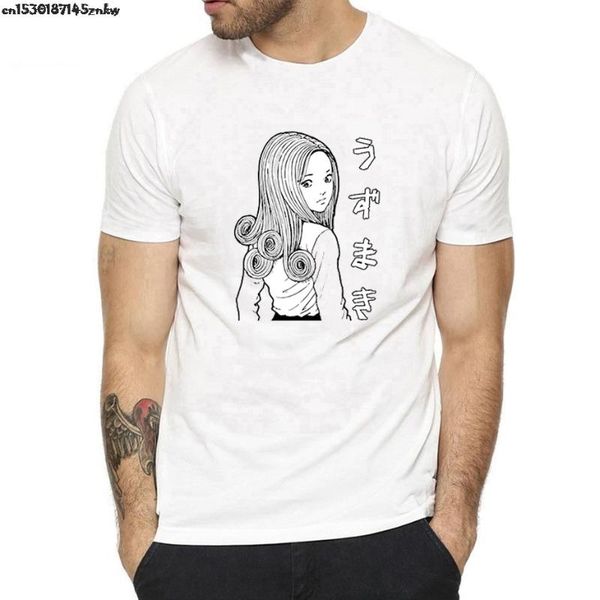 

men's t-shirts junji ito horror manga shirts summer men casual tees uzumaki shirt funny cotton t harajuku camisetas hombre p37, White;black