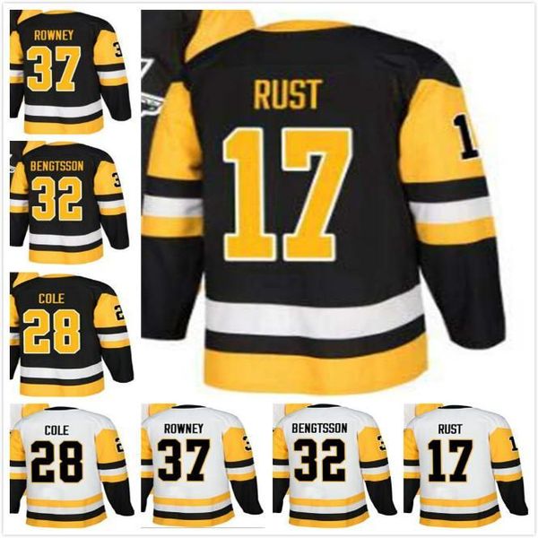 

2018 mens pittsburgh carter rowney 17 bryan rust 32 lukas bengtsson ian cole 50th 100th 2017 stanley champion patch hockey jerseys, Black;red