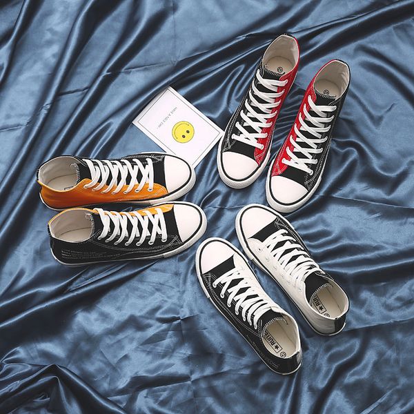 

couple high canvas shoes ladies vulcanized shoes comfortable decompression flat shoes breathable soft rubber sole