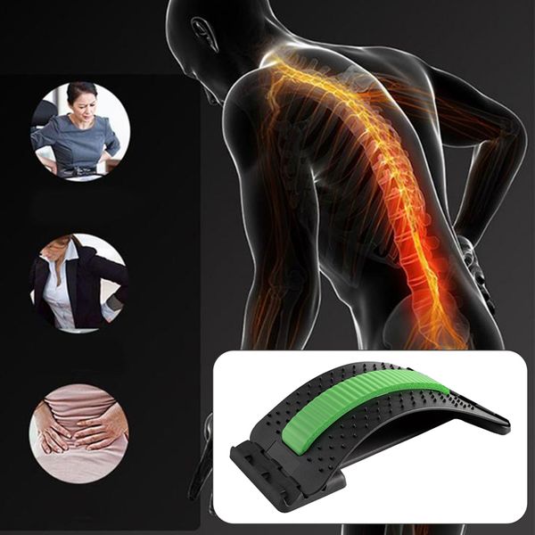 

back support massage magic stretcher fitness equipment stretch relax mate lumbar spine pain relief chiropractic, Black;blue