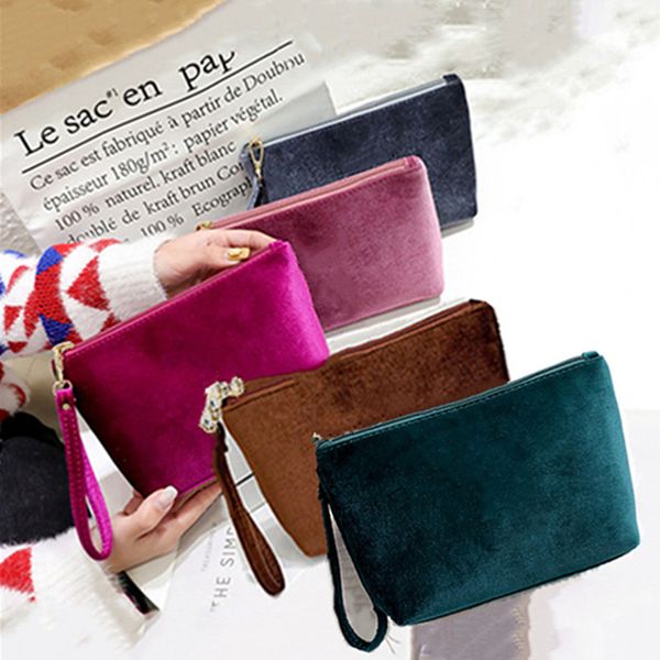 

women brand designer cosmetic bags cases zipper large capacity club elegant velvet makeup bag toiletry pouch dust bag 0192