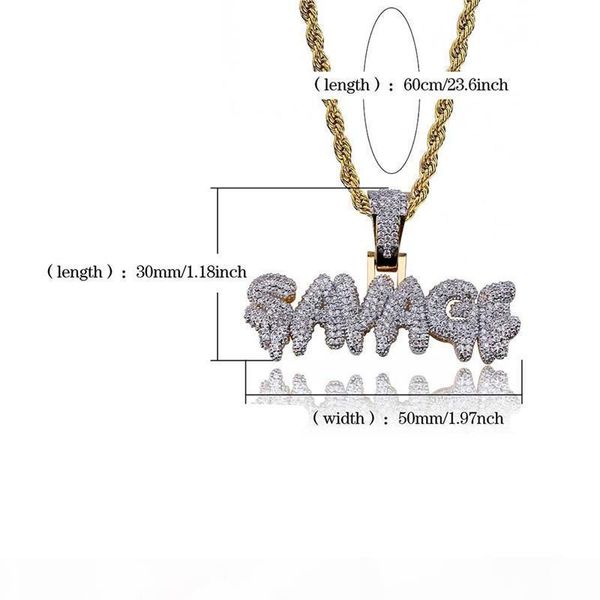 

горячие мужские хип-хоп ювелирных изделий iced out 18k позолоченный моды bling bling письмо подвеска мужчины ожерелье голдфилд для подарка p, Silver