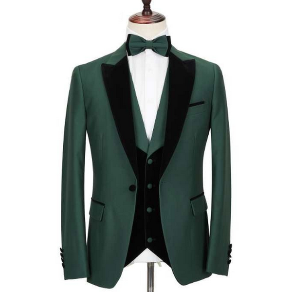 

2020 groom male wedding prom suit green slim fit tuxedo men formal business party wear suits 3 pieces set (jacket+pants+vest, White;black