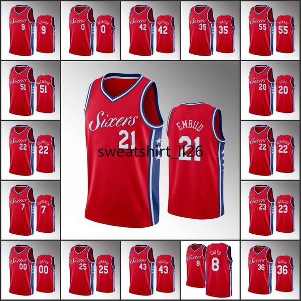 

men philadelphia nba 76ers ben simmons joel embiid josh richardson tobias harris statement red custom jersey, Black;red