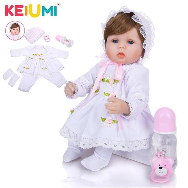 

keiumi 17 дюймов реалистичного reborn девушки куклы мягкие силиконовые 42 см ткань для тела реалистичные детские игрушки этнический куклы дл, White