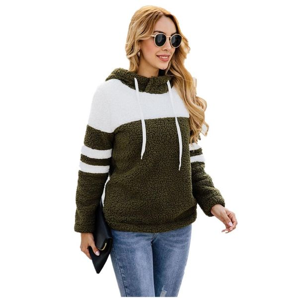 

casual women hoodies sweatshirts 2019 autumn winter splicing design tether ladies pullover fashion streetwear fluffy hoodie