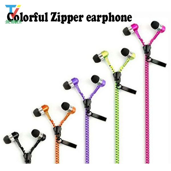 

300pcs/lot zipper earphones headset 3.5mm jack bass earbuds in-ear zip earphone headphone with mic for samsung s6 android phone mp3 pc
