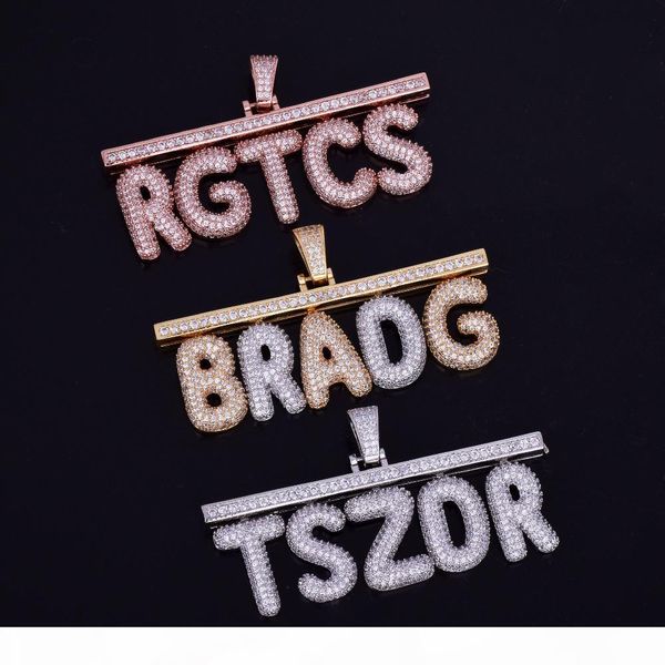 

ожерелье пользовательские имя small bubble letters горячие продавец мужская подвеска ice out cz камень hip hop ювелирные изделия с веревкой, Silver