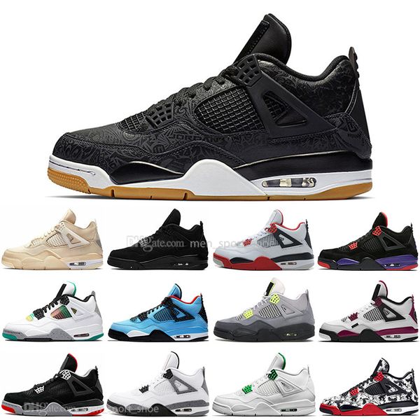 

2020 sail 4 4s black cat white cement what the tattoo bred mens basketball shoes cactus jack fear pack men women sports sneakers