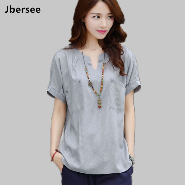 

vestidos 2020 summer style women casual stand collar short sleeve blouse women lady cotton linen shirt blusas plus size s-3, White