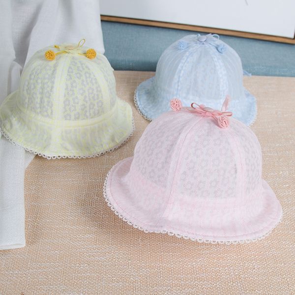 

summer thin basin sweet fashion girl lace fisherman fisherman hat baby cap baby cap hat 6-12 1810, Blue;gray