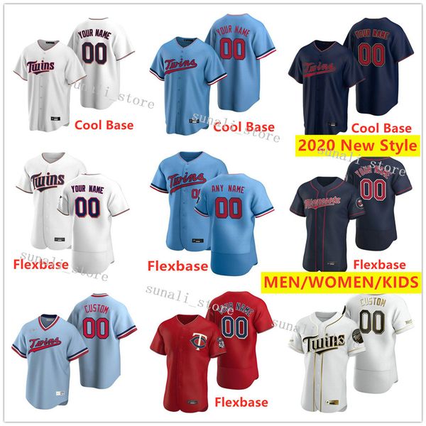 

60th stitched men women kids 22 miguel sano 23 nelson cruz 9 marwin gonzalez 15 homer bailey jake cave tyler clippard randy dobnak jerseys, Blue;black