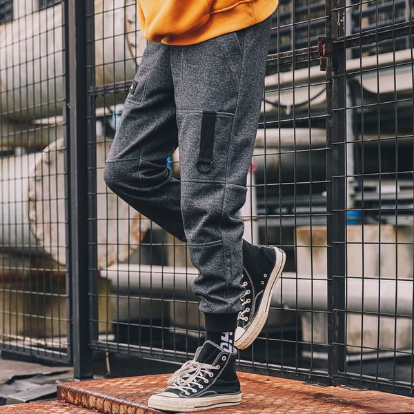

men's pants men spring model casual man korean version loose ankle banded, Black