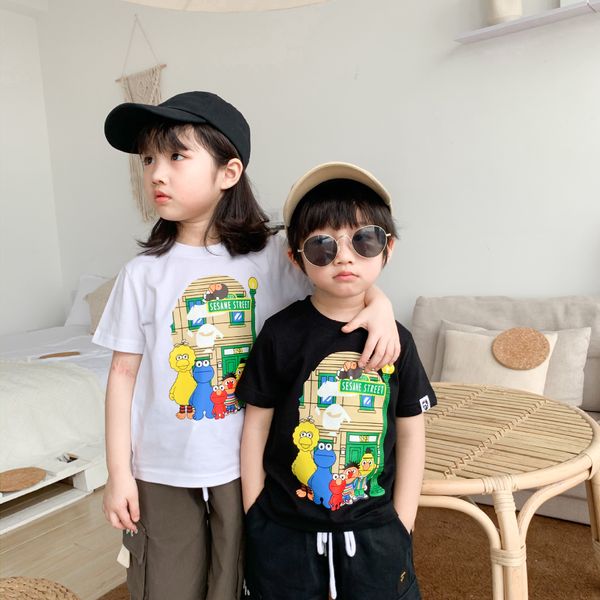 

78kfb special price trendy brand sesame street style ape head cotton printed short small and medium clothing children's children's, Blue