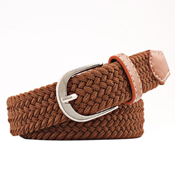 

pin buckle decoration simple soft party women waist belt fashion woven accessories practical daily elastic jeans canvas, Black;brown