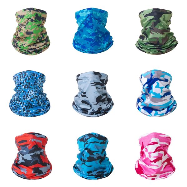 

ul2av breathable hiking scarf neck gaiter ice face half mask headband bandana silk face er balaclava scarf camouflage mask#528, Black