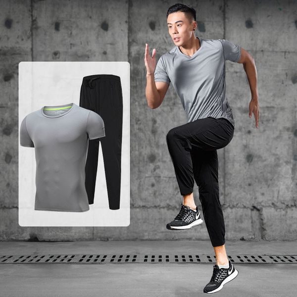 

w2p3o sports suit men's two-piece new short-sleeved fitness shorts running quick-drying sports suit men's two-piece basketball new, White;black