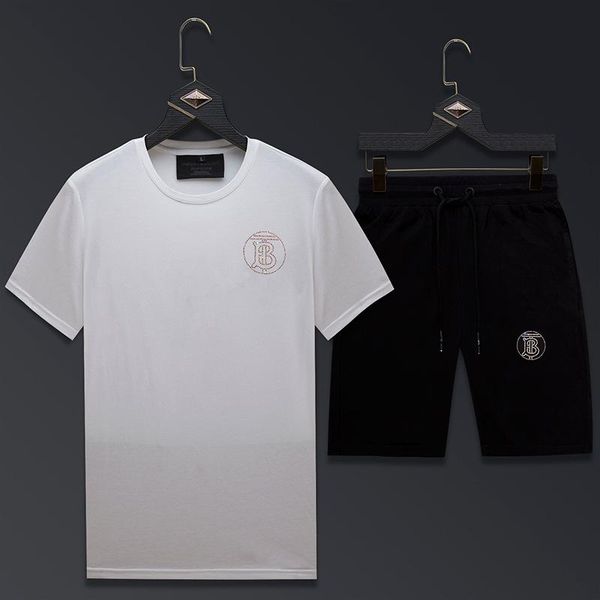 

2020 tracksuit male soccer tracksuit set fitness summer print men shorts + t shirt men suit 2 pieces sets plus size -6xl, Gray