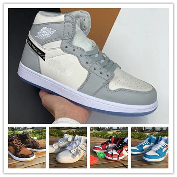 

box) конструкторы обувь мужская баскетбольная обувь 1s для марка trainer университета синий чикаго 1s unc кроссовки 36-45, Black