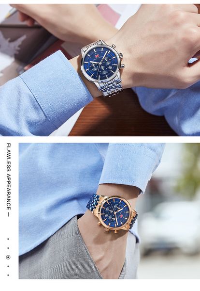 

Men Watch Luxury Full Steel Watches Fashion Quartz Watch Waterproof Date Male Clock Relogio Masculino Relojes Para Hombre, Silver
