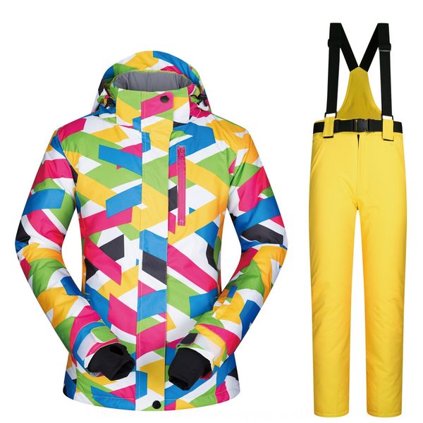 

winter keep warm warm waterproof windproof breathable single board ski suit women's suit color stripes, Gray;blue