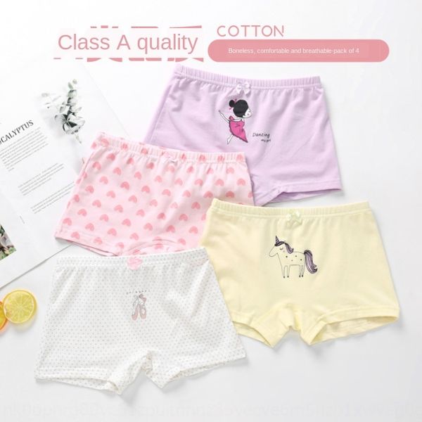 

4-piece underpants and summer girl boxer underwear cute cartoon cotton small medium and large girl baby children's underwear, Camo
