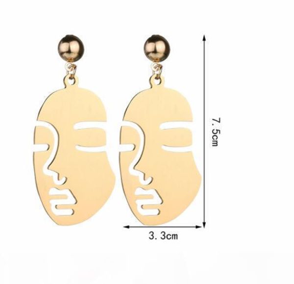 

wholesale human face earrings art abstract earrings cutout face dangle drop ear studs women girl party jewelry, Gray