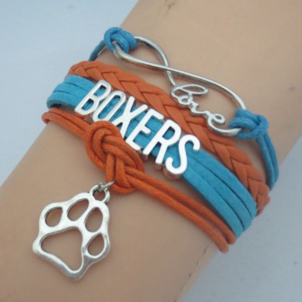 

fashion infinity love boxers dog paw bracelet gift for animal pet puppy lover customized, Golden;silver