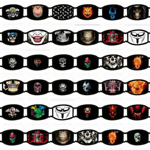 

red funny face mask reusable cartoon print cubrebocas con visor ultraviolet proof washable running riding bike protective mask hmjqx, Black