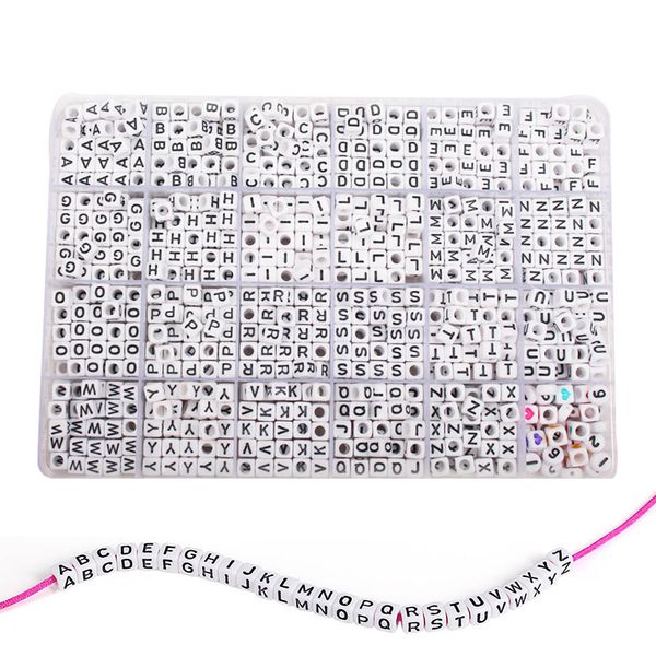 

1210pcs/box square english letter beads diy alphabet letters set 6mm bracelet necklace jewelry accessories making friend charms y200730
