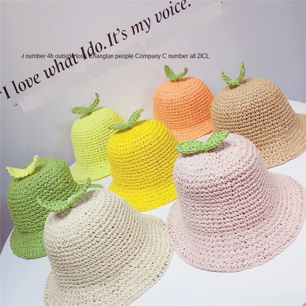 

ins sun of the same style 2020 new straw children's handmade straw hat cute grass sun hat for boys and girls, Yellow