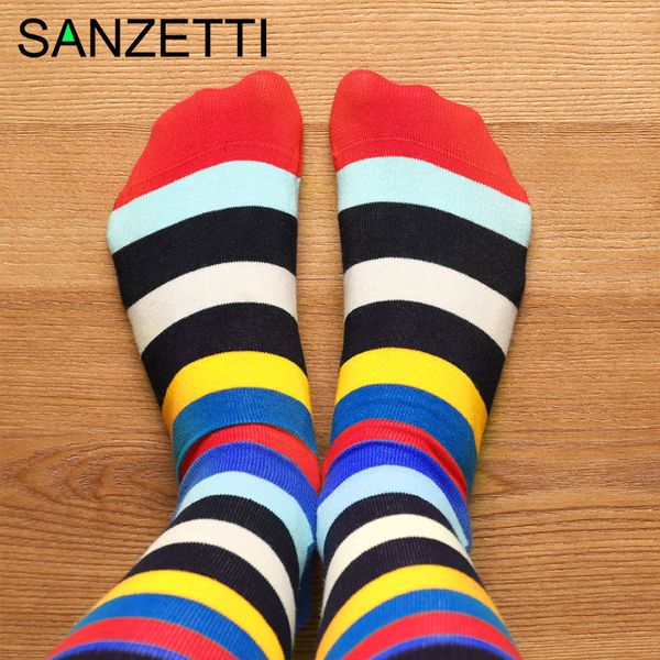 

sanzetti new 1 pair men colorful combed cotton happy socks causal bright street dress sock funny gift wedding socks, Black