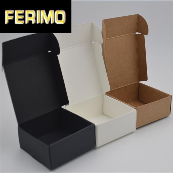 

10pcs/lot small kraft paper box brown handmade soap box white craft paper gift black packaging jewelry cardboard carton