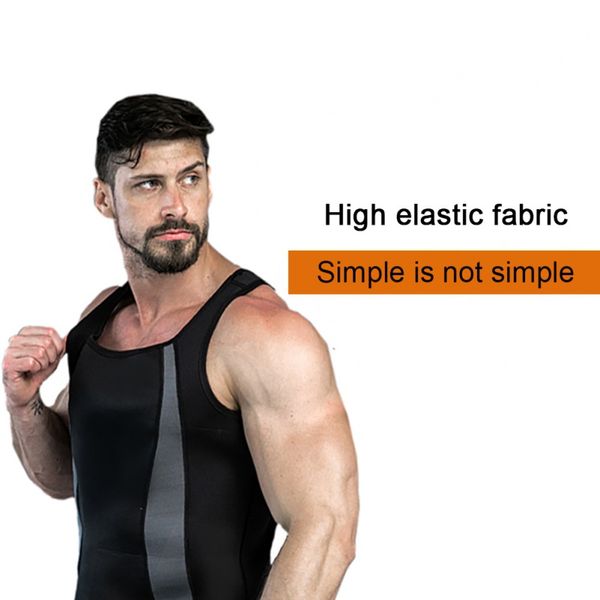 

men sweat vest waist trainer corset advanced body shaper slimming sauna workout tank shirt, White;red