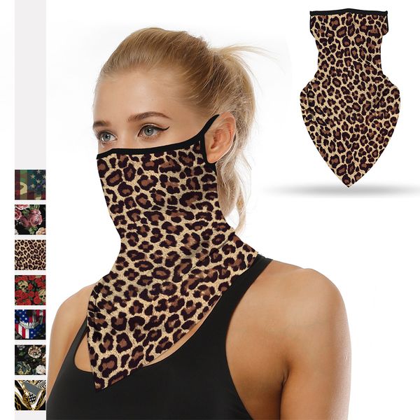 

2020 popular style leopard digital printing riding sunscreen dust-proof hood mask neck triangle riding mask headscarf