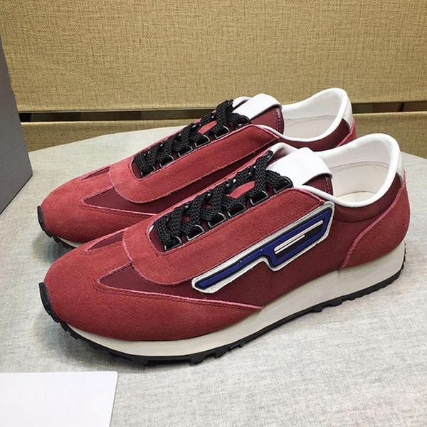 

luxury suede and nylon sneakers men 's shoes fashion classic outdoor walking vintage chunky sneakers sports low lace -up casual me, Black