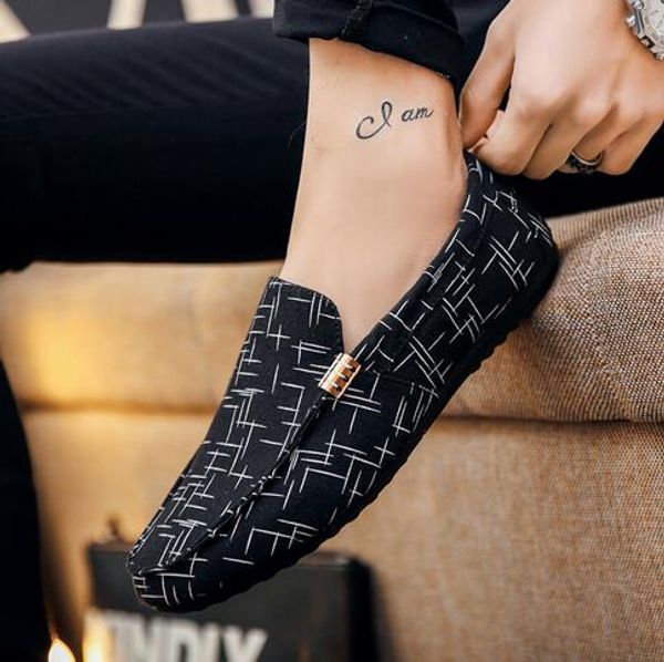 

men loafers men shoes casual shoes 2019 spring summer light canvas youth shoes men breathable fashion flat footwear cs03, Black