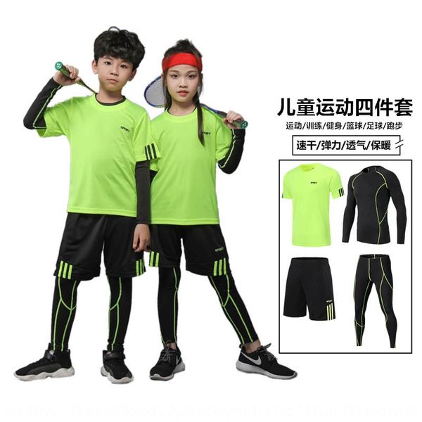 

kf64q children's tights training tights football running fitness clothes boys' quick-drying clothes basketball football suit base, White;black