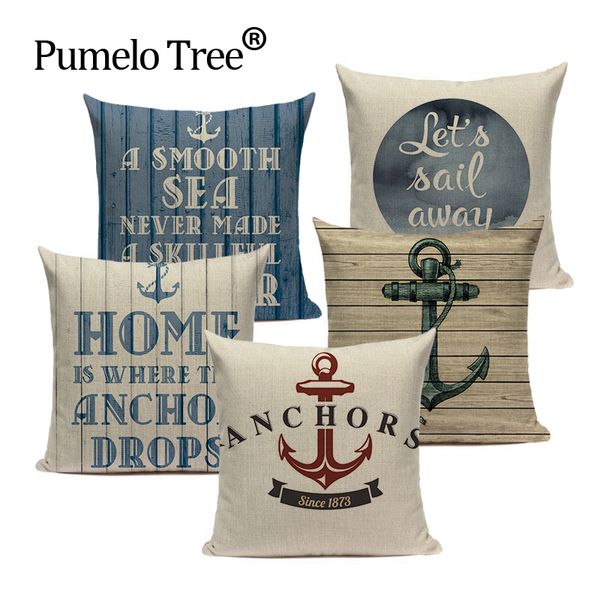 

anchor ship throw pillow cover bedding camping l office home ocean decor cushion cover fabric for furniture pillowcase