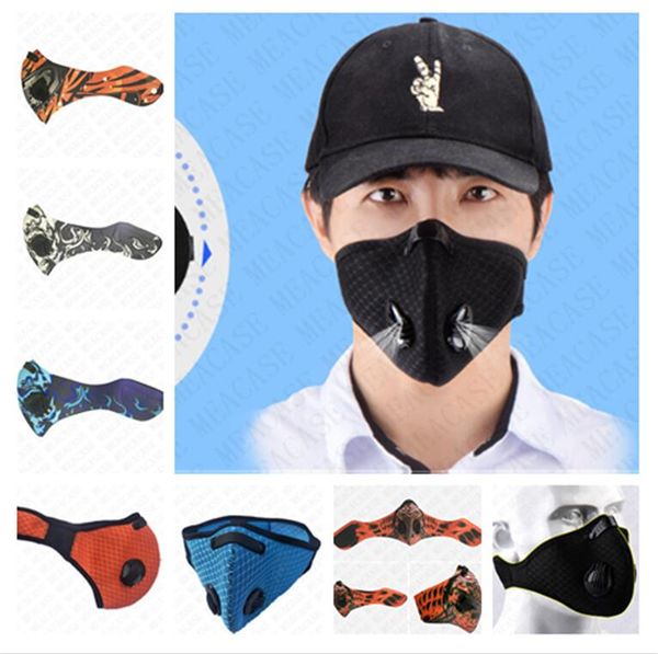 

men women designer face mask with double breather value and one filter outdoor cycling anti dust haze mouth cover masks 7color d7716, Blue