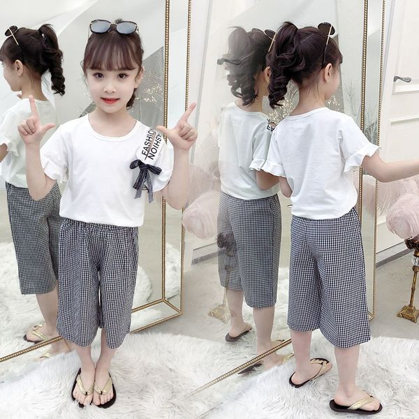

n89kt short-sleeved wide-legged pants 2020 new medium big children princess fashionable wide leg children's suit suits for boys and gir