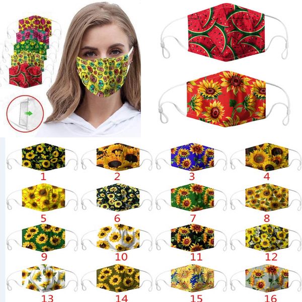 

sunflower 3d printed face mask women men fashion dustproof mouth designer mask be cleaned protecrtive mask can put pm2.5 filter hh9-3145