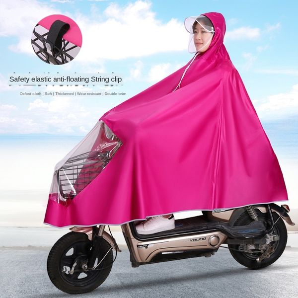 

rwahb electric motorcycle bicycle vehicle raincoat long full body single double riding battery motorcycle bicycle dedicated poncho men and w, Red;brown